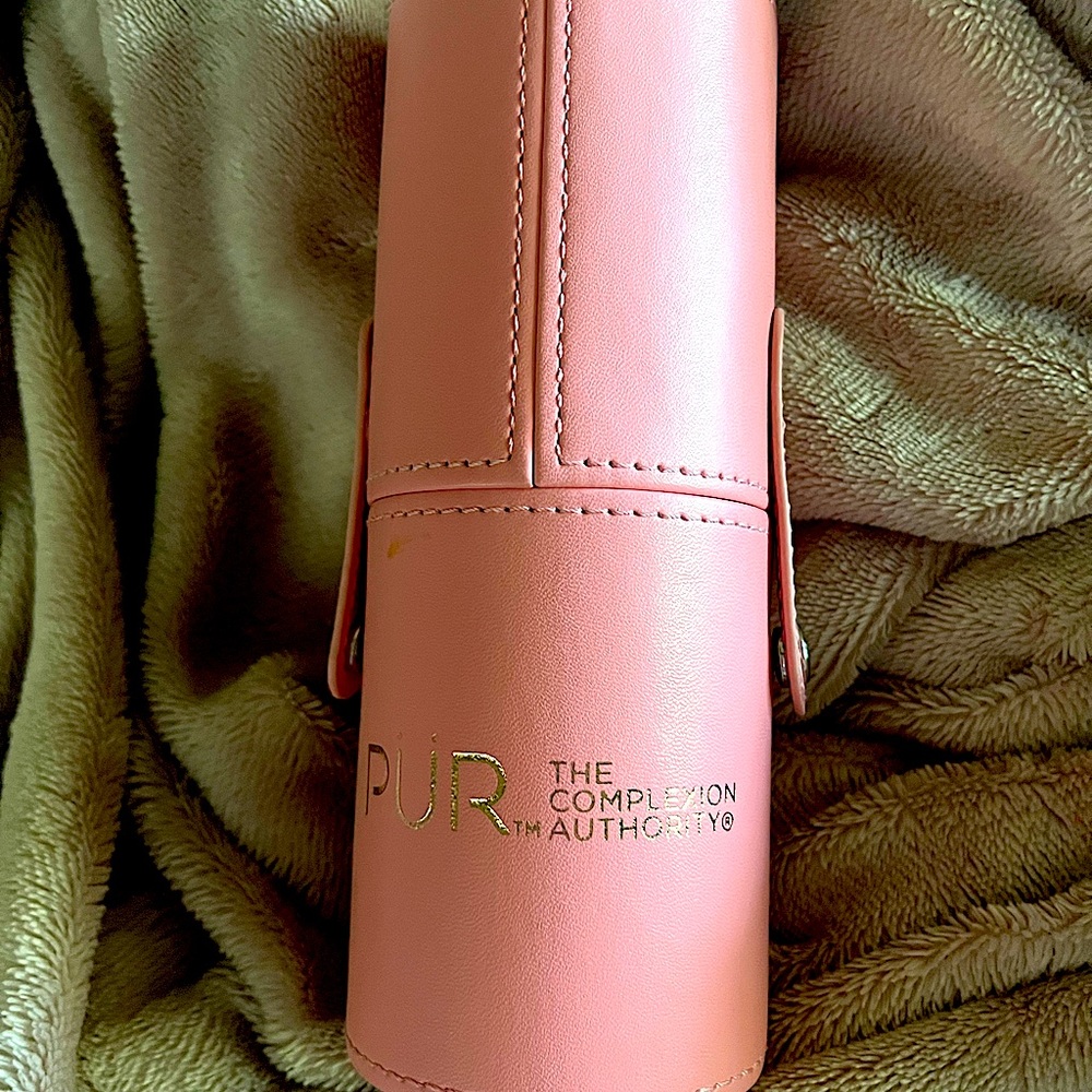 Pur Set of brushed and leather holder